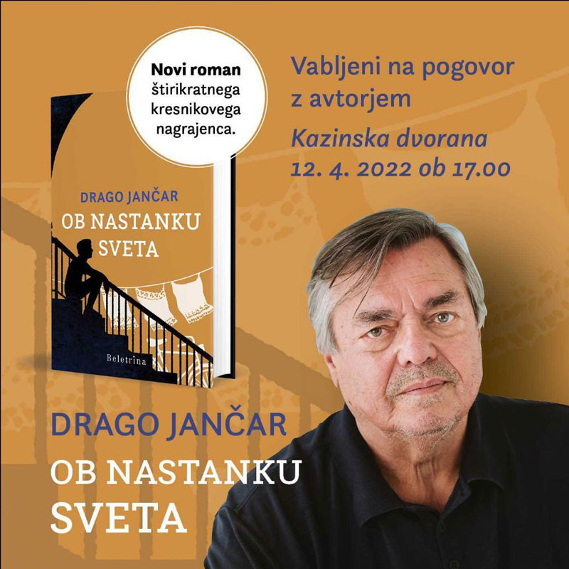 Drago Jančar bo v Mariboru predstavil svoj novi roman Ob nastanku sveta